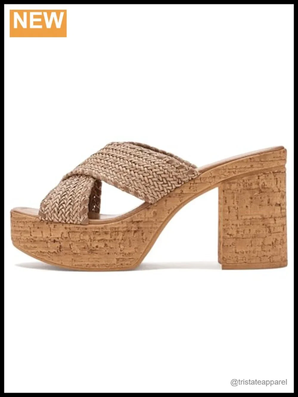 Seychelles Encore Woven Crisscross Platform Slide Sandals Whipstitch Cork